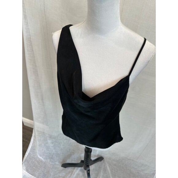 DKNY Women's Black Asymmetric Cowl Neck Top Size Small - Picture 2 of 4